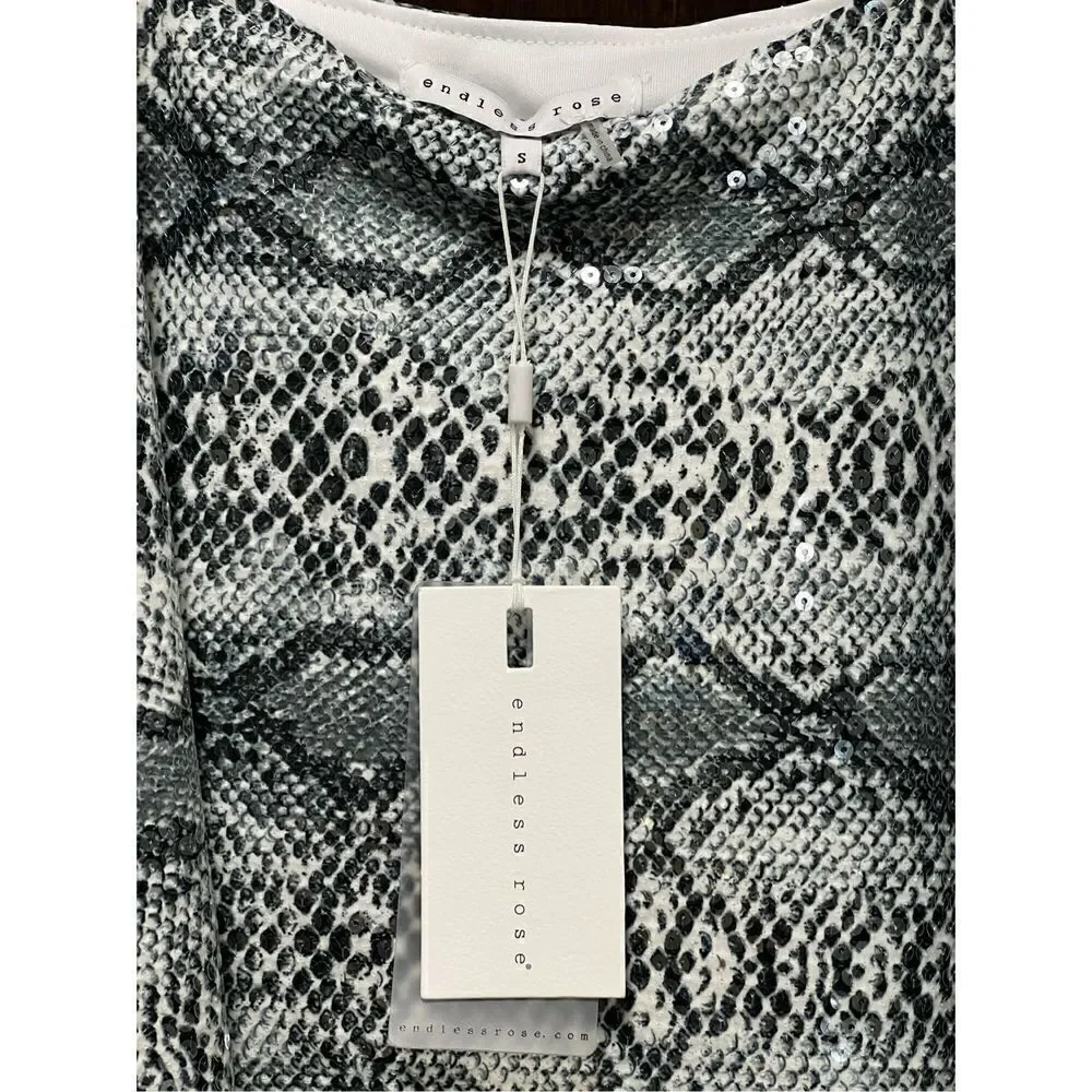 Anthropologie endless rose snakeskin sequin cami mini skirt set size small